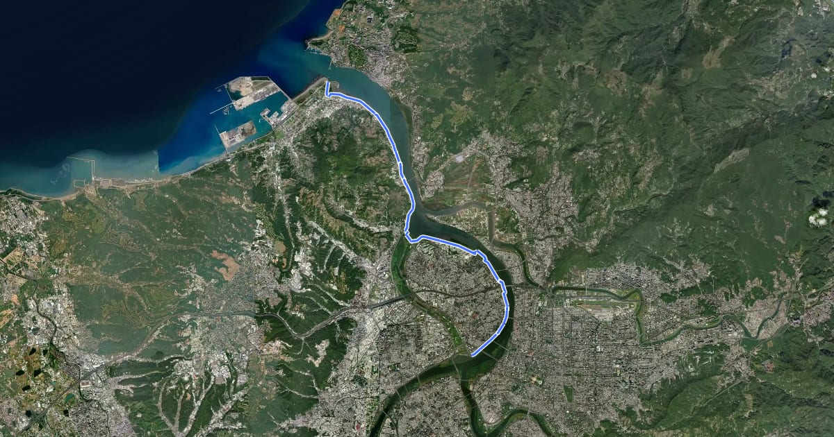 Маршрут 淡水河左岸自行車道 на спутниковом снимке