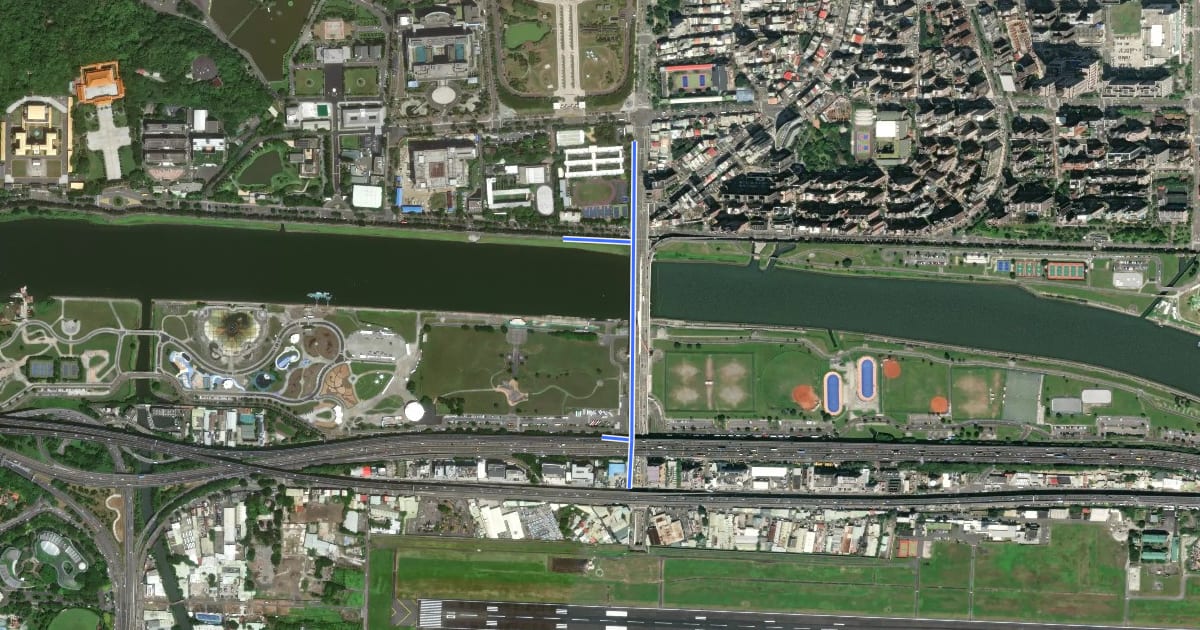 Маршрут 大直橋自行車道 на спутниковом снимке
