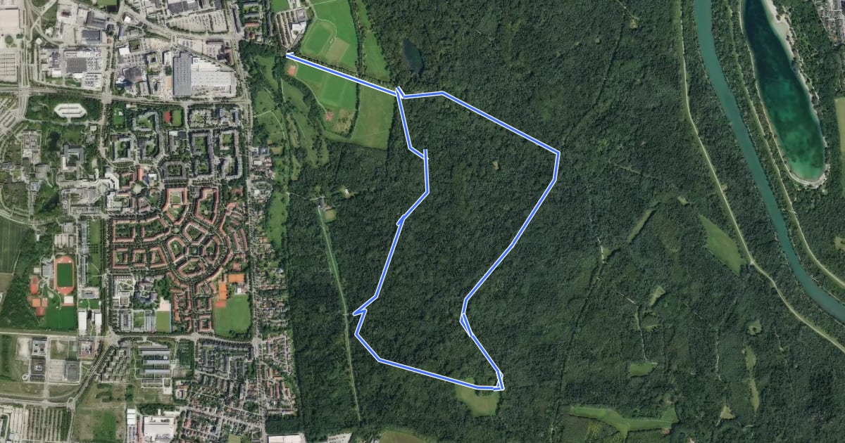 Маршрут 5km  Rundweg Siebentischwald на спутниковом снимке