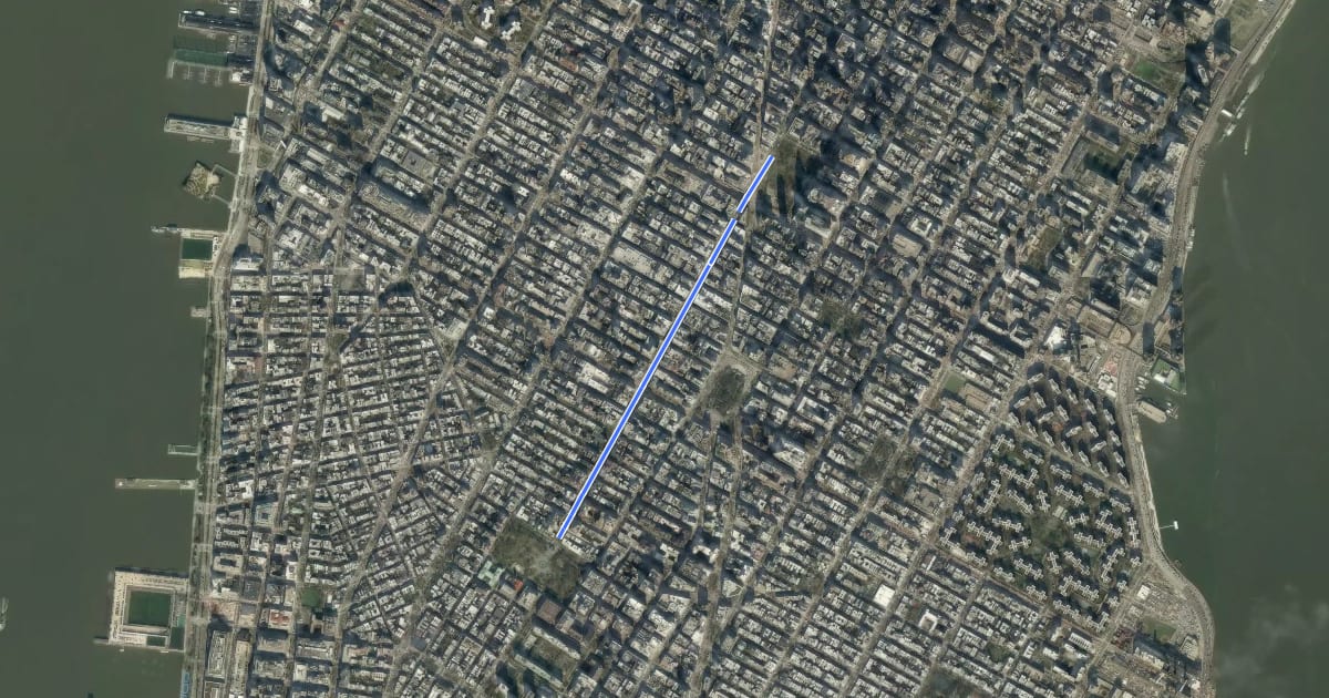 Маршрут 5th Avenue на спутниковом снимке