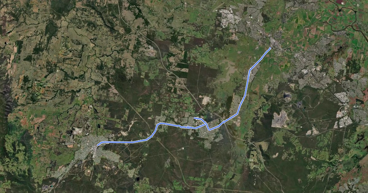 Маршрут 6 Cessnock на спутниковом снимке