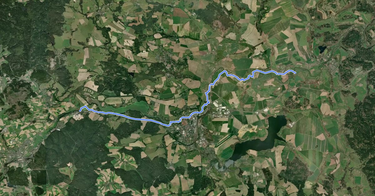 Маршрут 6 Cyklostezka Ohře etapa 1 (Cheb - Mostov) на спутниковом снимке