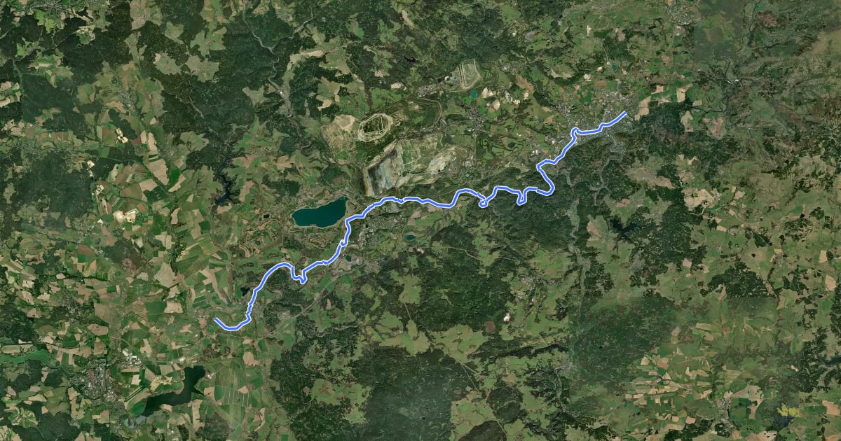 Маршрут 6 Cyklostezka Ohře etapa 2 (Mostov - Karlovy Vary) на спутниковом снимке