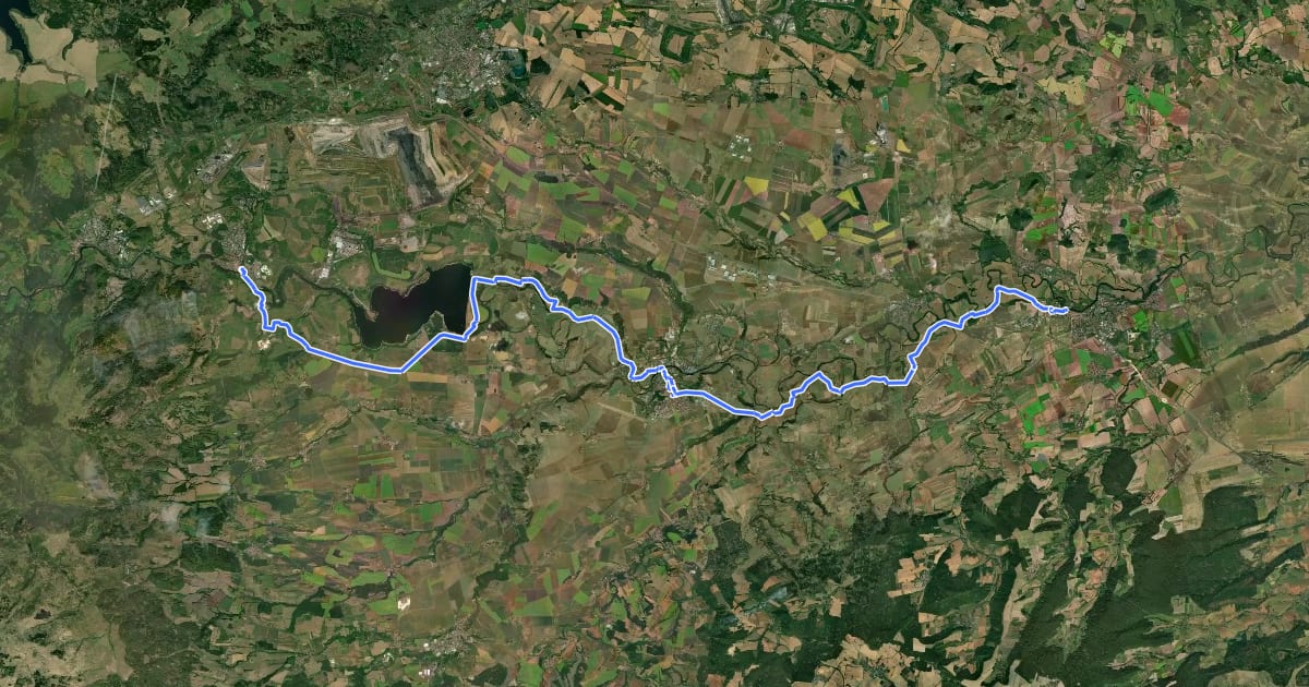 Маршрут 6 Cyklostezka Ohře etapa 4 (Kadaň - Louny) на спутниковом снимке