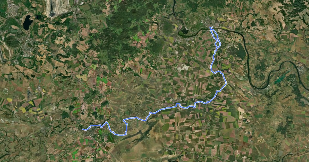 Маршрут 6 Cyklostezka Ohře etapa 5 (Louny - Litoměřice) на спутниковом снимке
