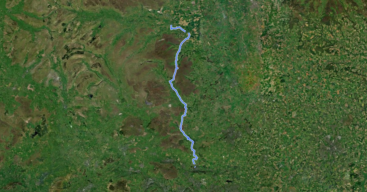 Маршрут 6 Dales Trail на спутниковом снимке