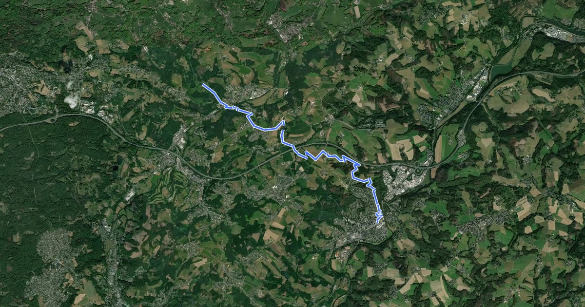 Маршрут [<6] Wanderweg 6 des KEV [Overath] на спутниковом снимке