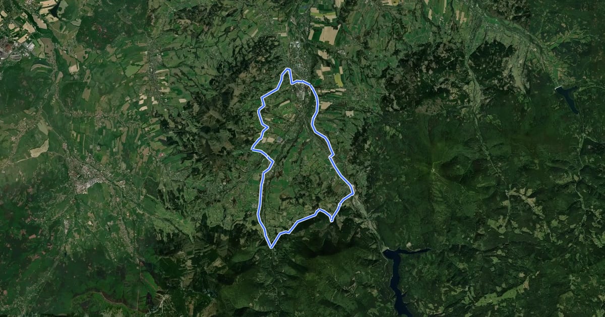 Маршрут 6007 okružní - Frýdek-Místek - Ostravice - Horní Čeladná на спутниковом снимке