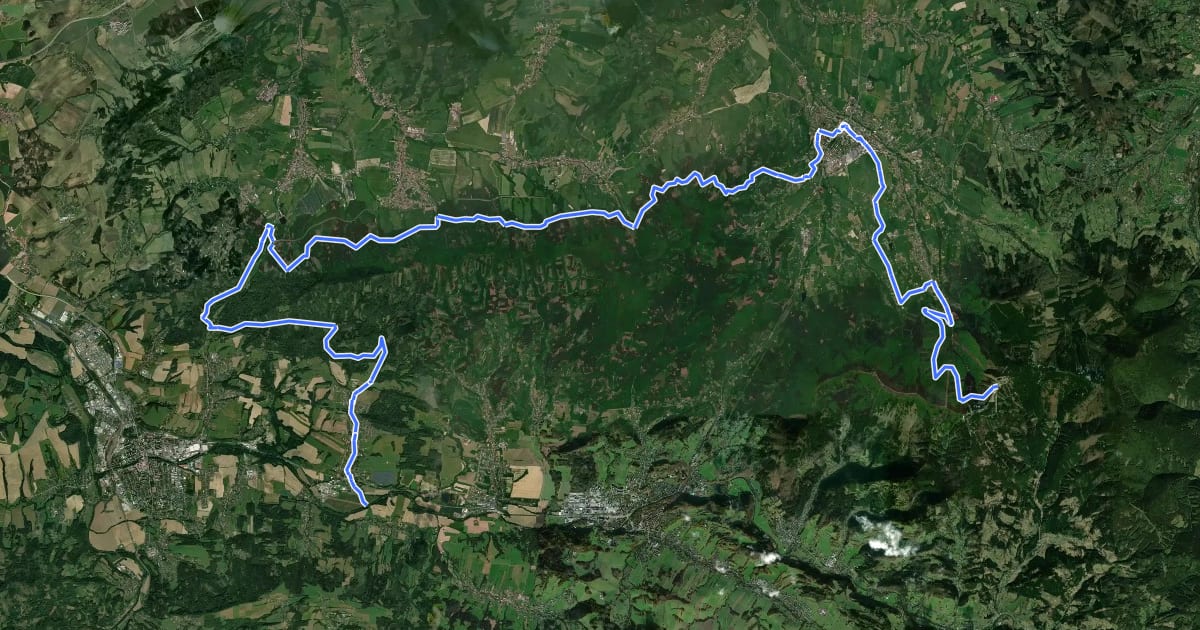 Маршрут 6016 Zašová - Frenštát p/R - Pustevny на спутниковом снимке