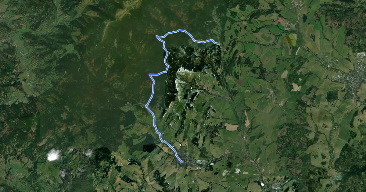 Маршрут 6077 Rýmařov (nám.) - Malá Morávka (Rychta) на спутниковом снимке