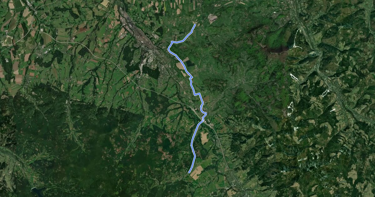 Маршрут 6085 Milíkov - Horní Líštná/Leszna Górna (CZ/PL) на спутниковом снимке
