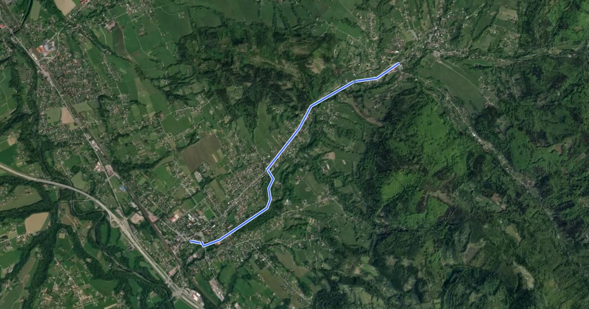 Маршрут 6087 Bystřice - Nýdek на спутниковом снимке
