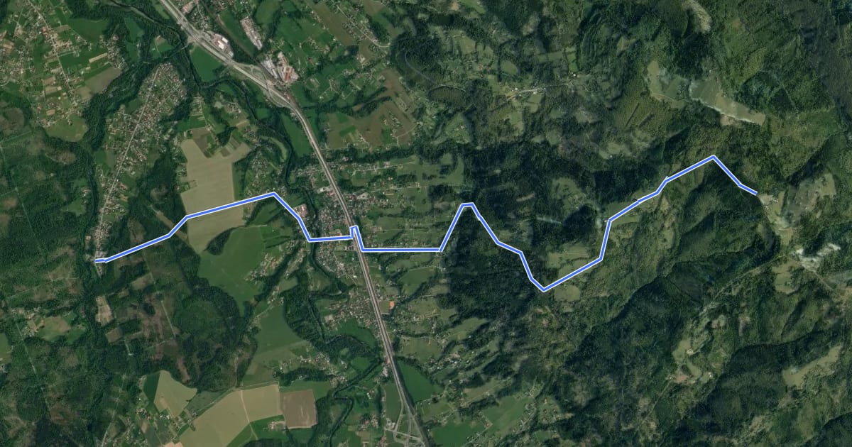 Маршрут 6088 Bystřice, Křivá - Filipka на спутниковом снимке