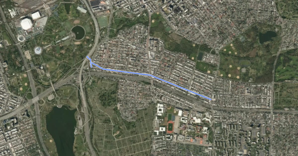 Маршрут 60th Avenue на спутниковом снимке