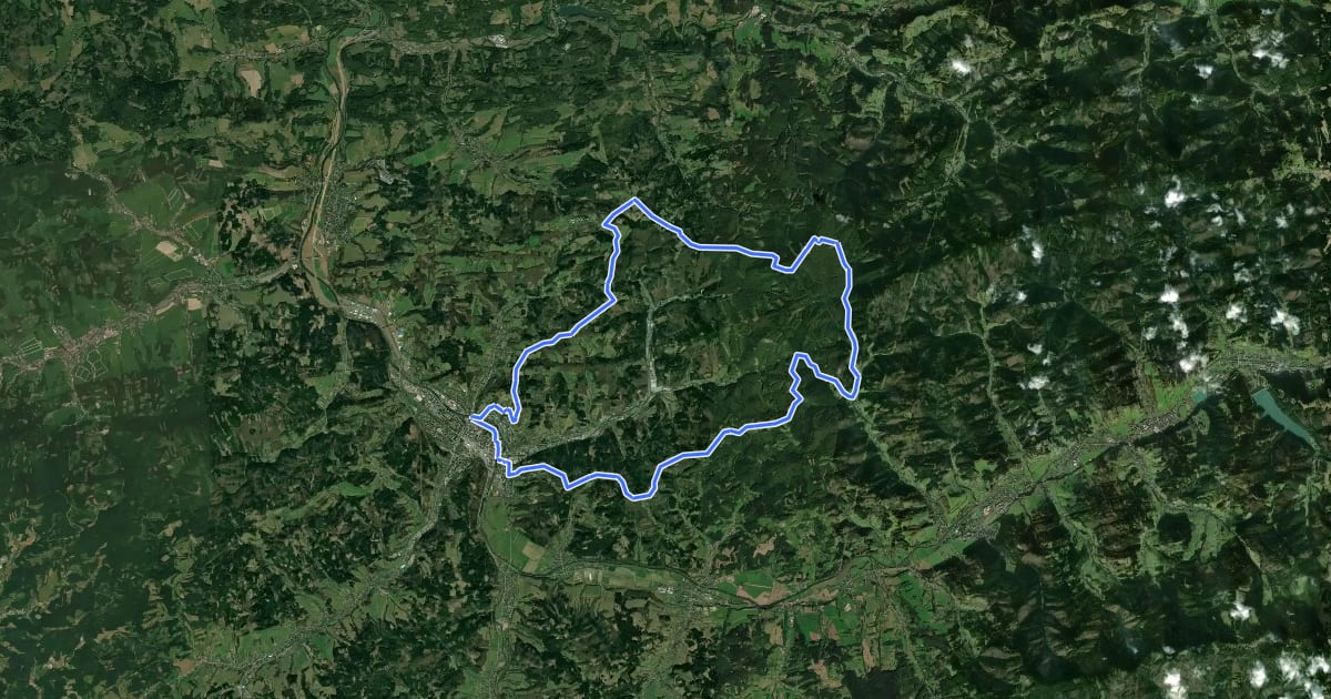 Маршрут 6120 okružní Vsetín - Hvězdárna - Dušná - Cáb - Vsetín на спутниковом снимке