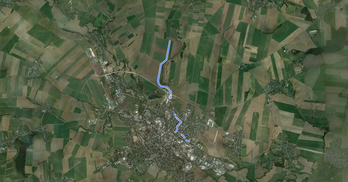 Маршрут 6126 Opava (Fügnerova) - hranice CZ/PL на спутниковом снимке