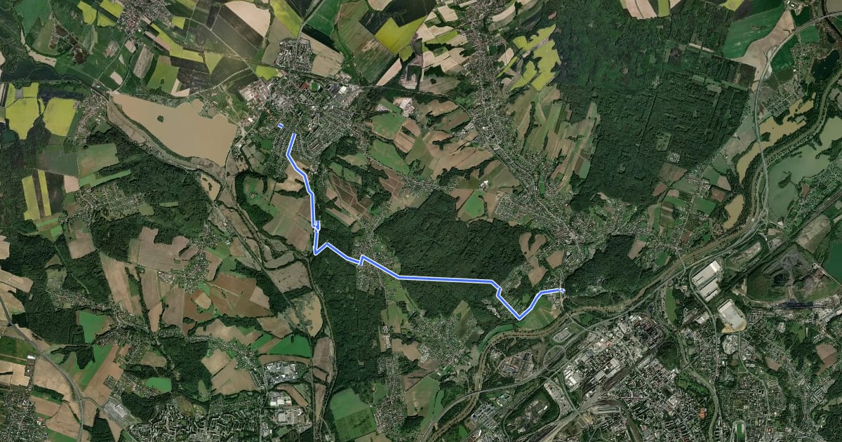 Маршрут 6185 Hlučín - Petřkovice на спутниковом снимке