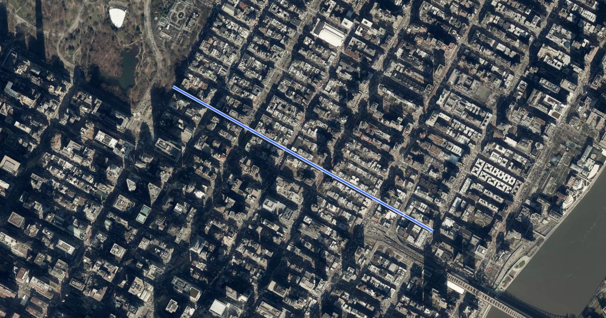 Маршрут 61st Street на спутниковом снимке
