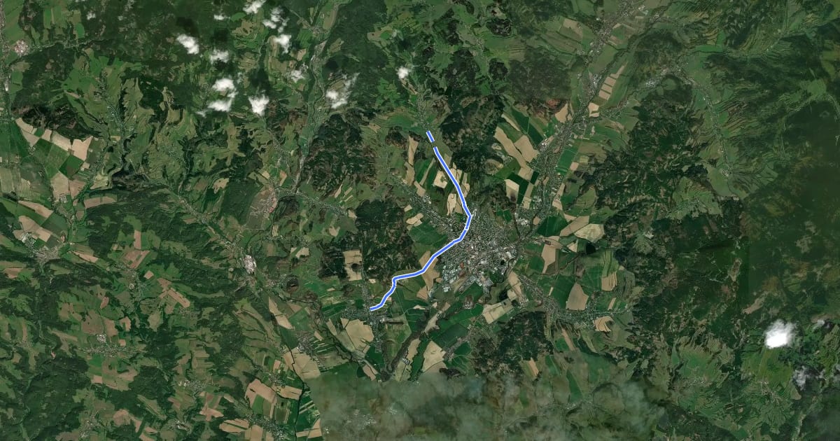 Маршрут 6289 Bludov - Bratrušov на спутниковом снимке