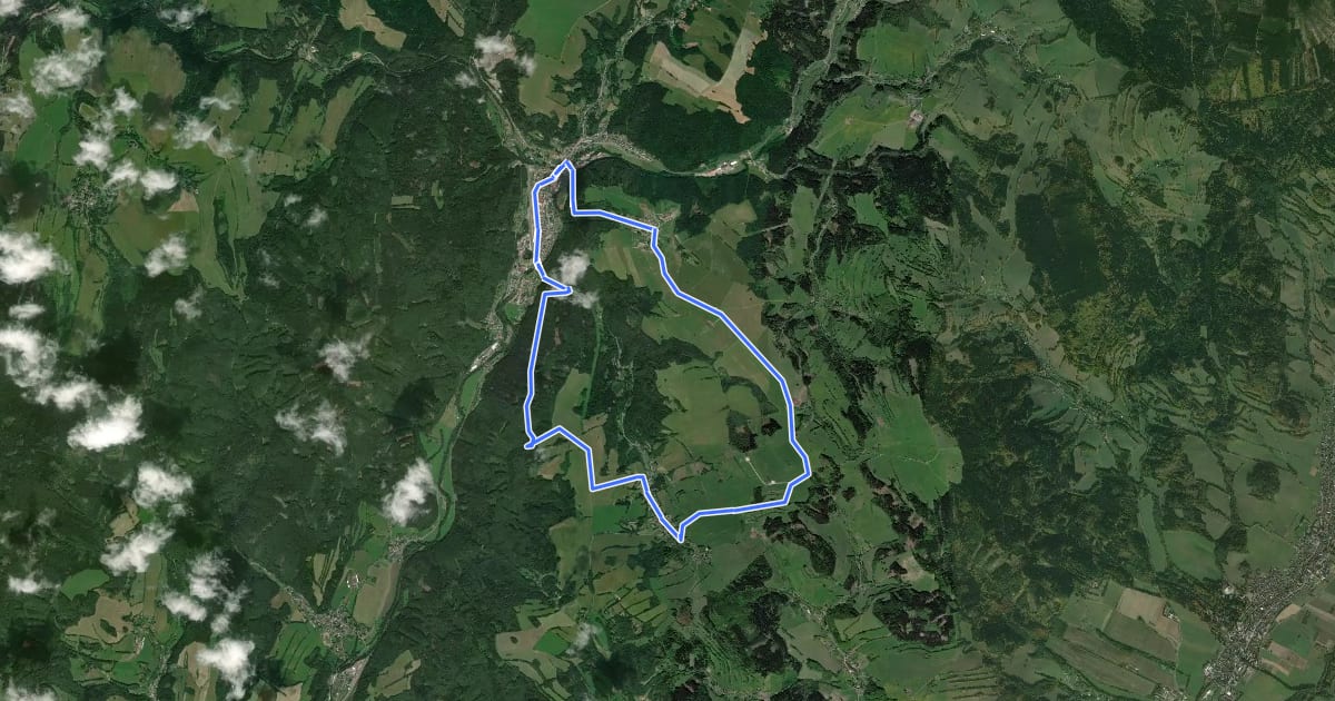 Маршрут 6291 Hanušovice - Kopřivná - Hynčice n. M. на спутниковом снимке