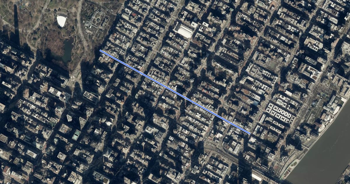 Маршрут 62nd Street на спутниковом снимке