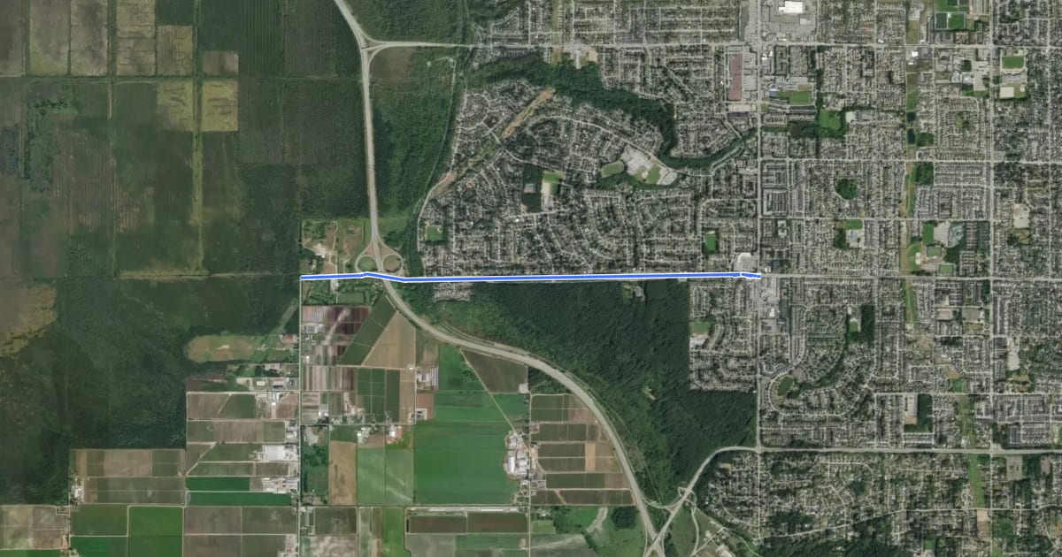 Маршрут 64 Avenue (Delta) на спутниковом снимке