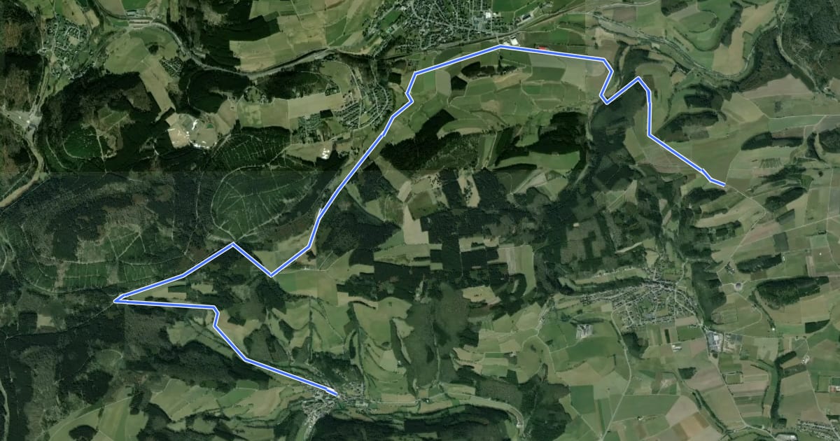 Маршрут (69) Medebach-Titmaringhausen - (70) Medebach-Düdinghausen на спутниковом снимке