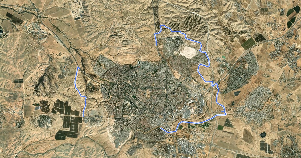 Маршрут שביל סובב באר שבע на спутниковом снимке