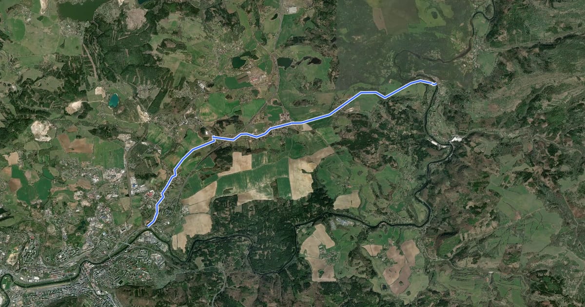 Маршрут 6A Cyklostezka Ohře etapa 3.a (Dalovice-Bor-Radošov) на спутниковом снимке