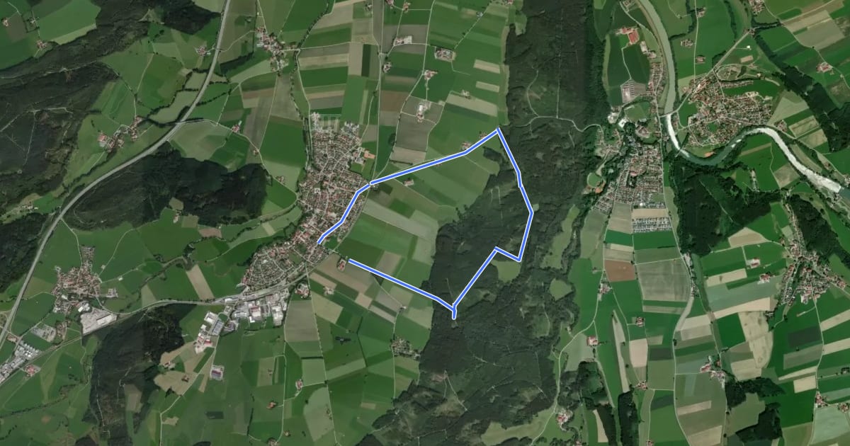 Маршрут 6a - Sommerstall - Vogelsang - Koppenmoos - Kirchmann - Wolfgangskapelle на спутниковом снимке