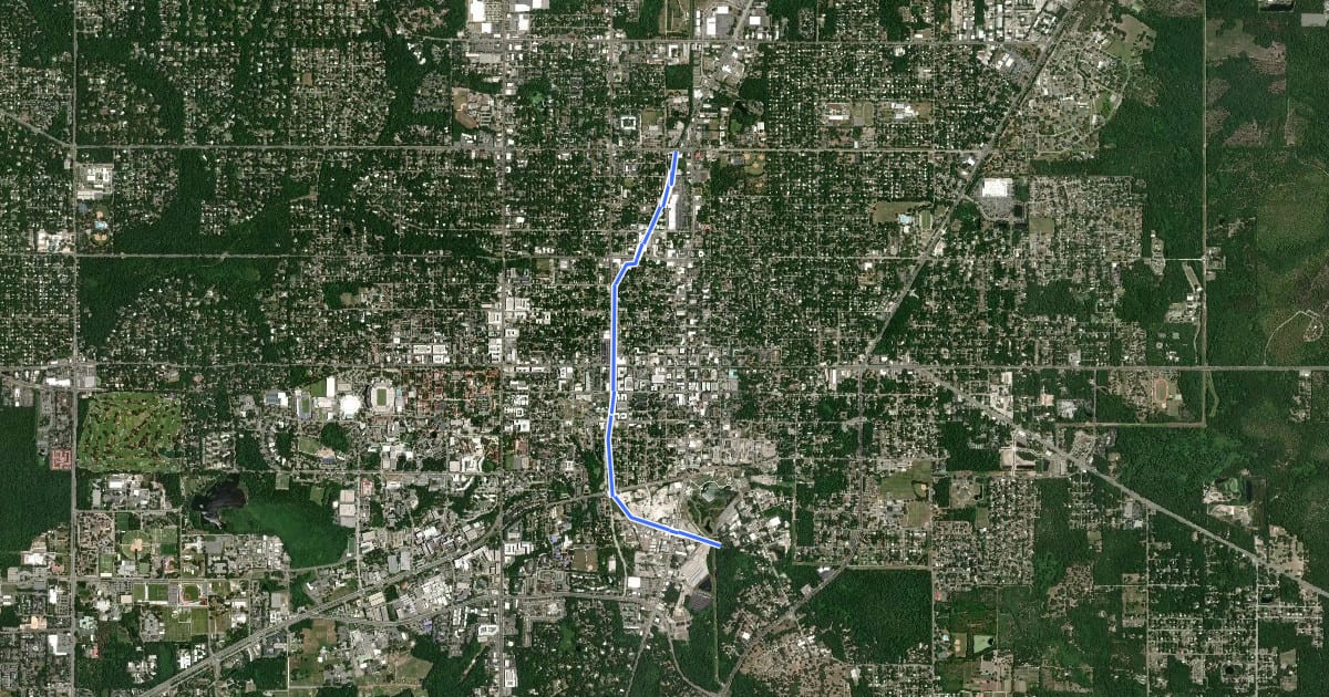 Маршрут 6th Street Rail-Trail на спутниковом снимке