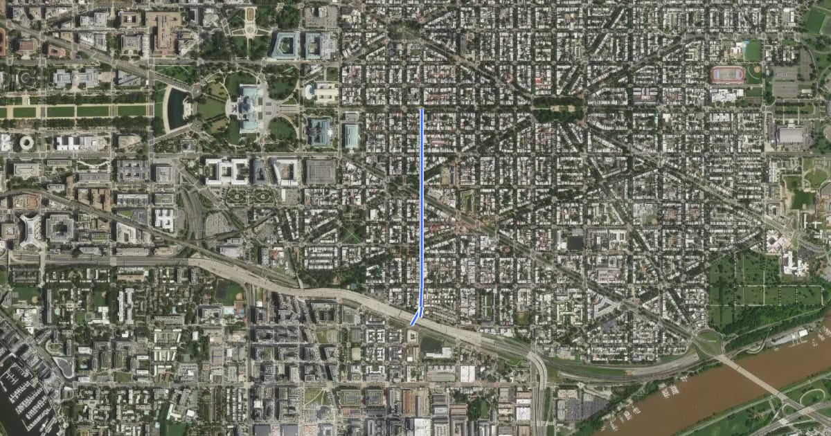 Маршрут 6th Street Southeast на спутниковом снимке