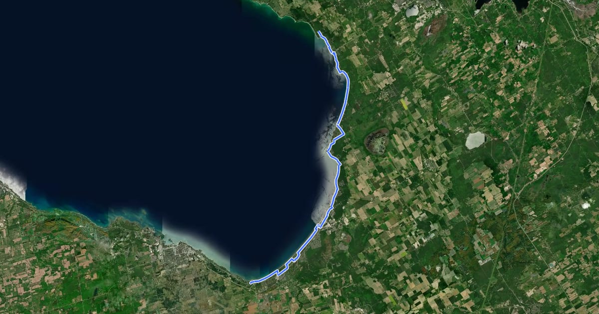 Маршрут 7 Beaches Route на спутниковом снимке