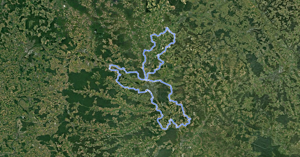 Маршрут 7-Flüsse-Wanderweg на спутниковом снимке