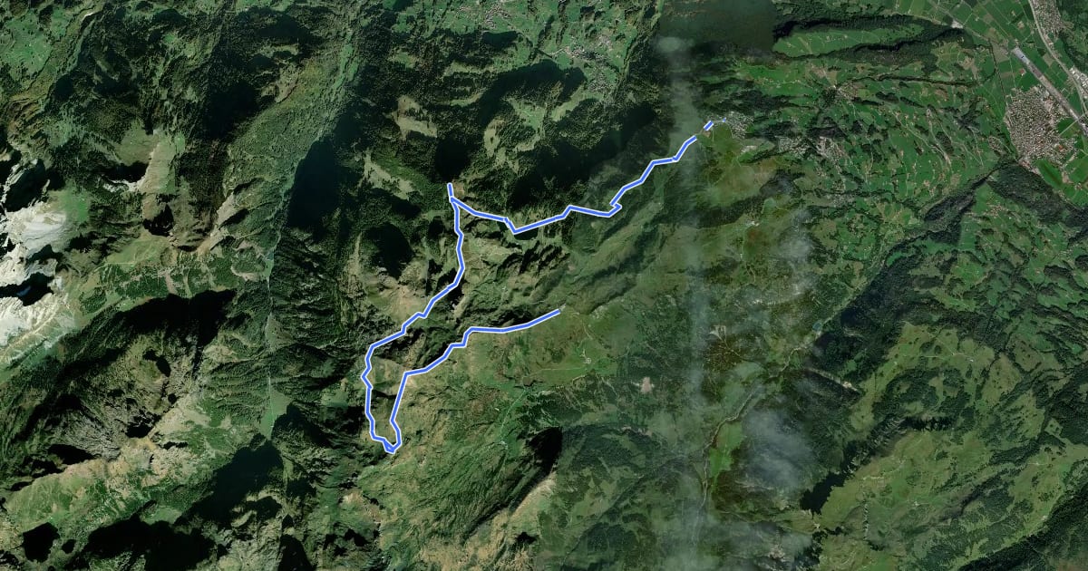 Маршрут 7-Gipfel-Tour Flumserberg на спутниковом снимке
