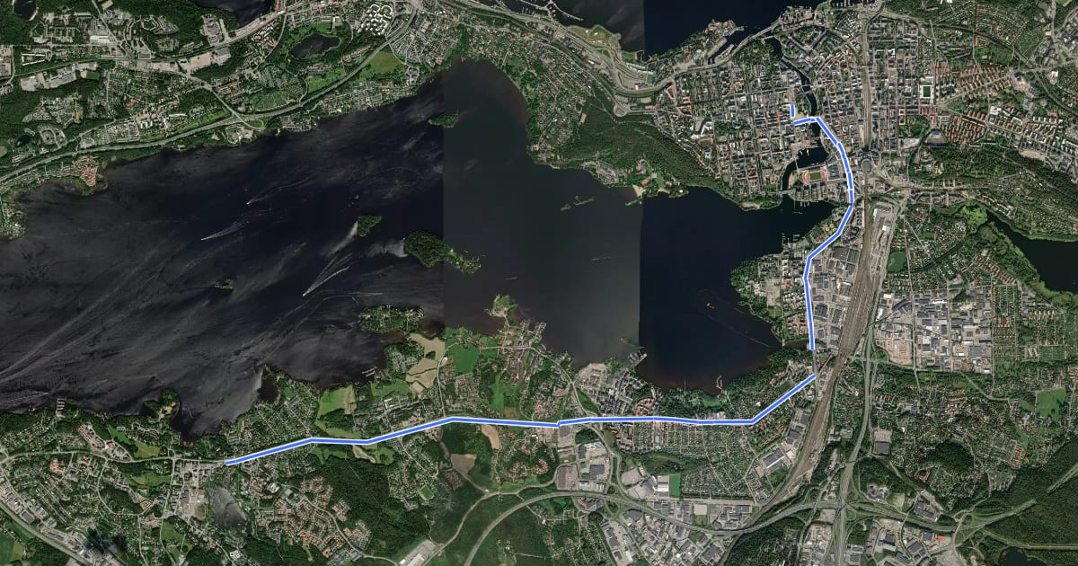 Маршрут 7 Tampere - Pirkkala на спутниковом снимке