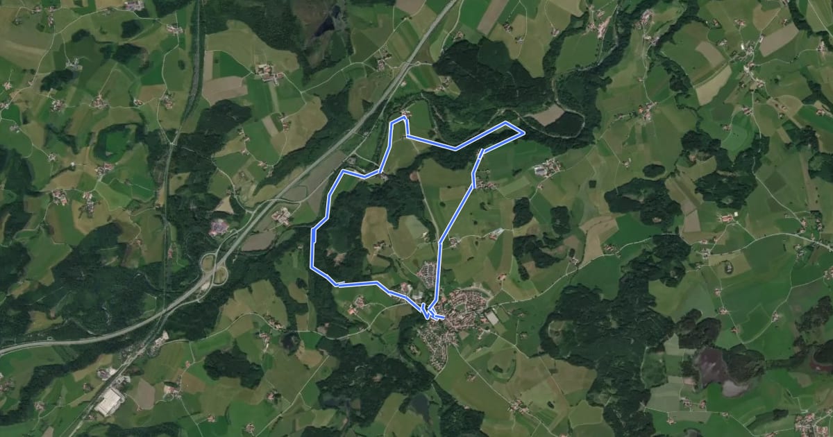 Маршрут 7 - Wanderung Panoramahöhenweg durch Wald und Flur на спутниковом снимке