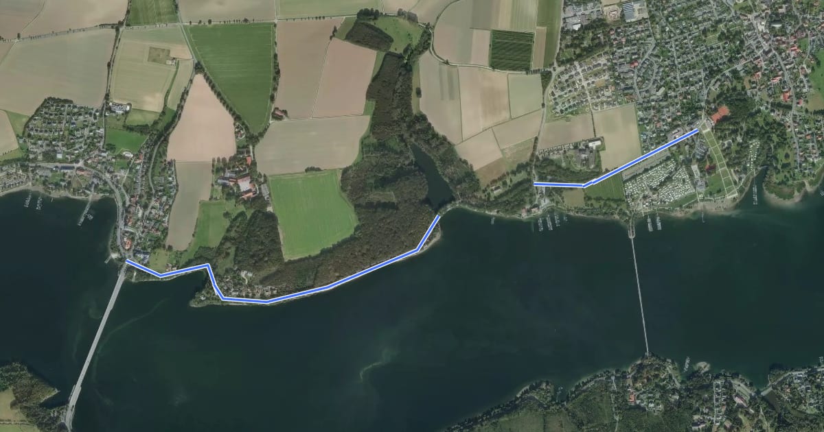 Маршрут (70) Möhnesee-Körbecke-Seepark - (71) Möhnesee-Delecke на спутниковом снимке