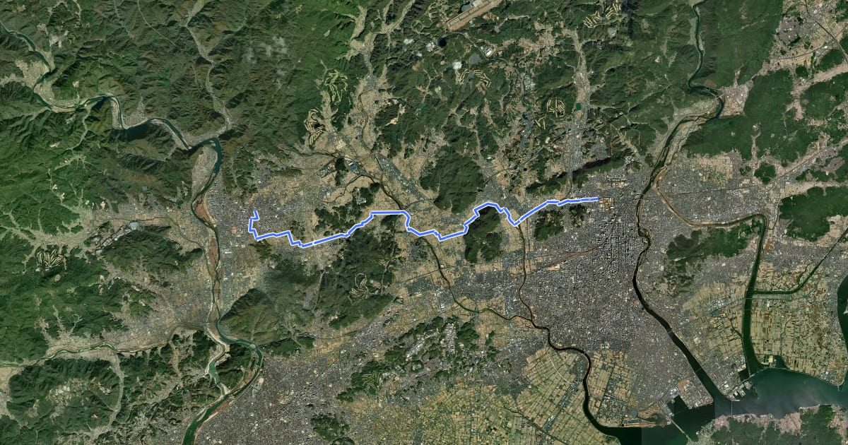 Маршрут 岡山県道700号　岡山総社自転車道線 на спутниковом снимке