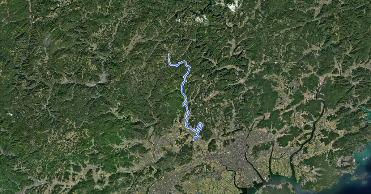 Маршрут 岡山県道701号　岡山賀陽自転車道線 на спутниковом снимке