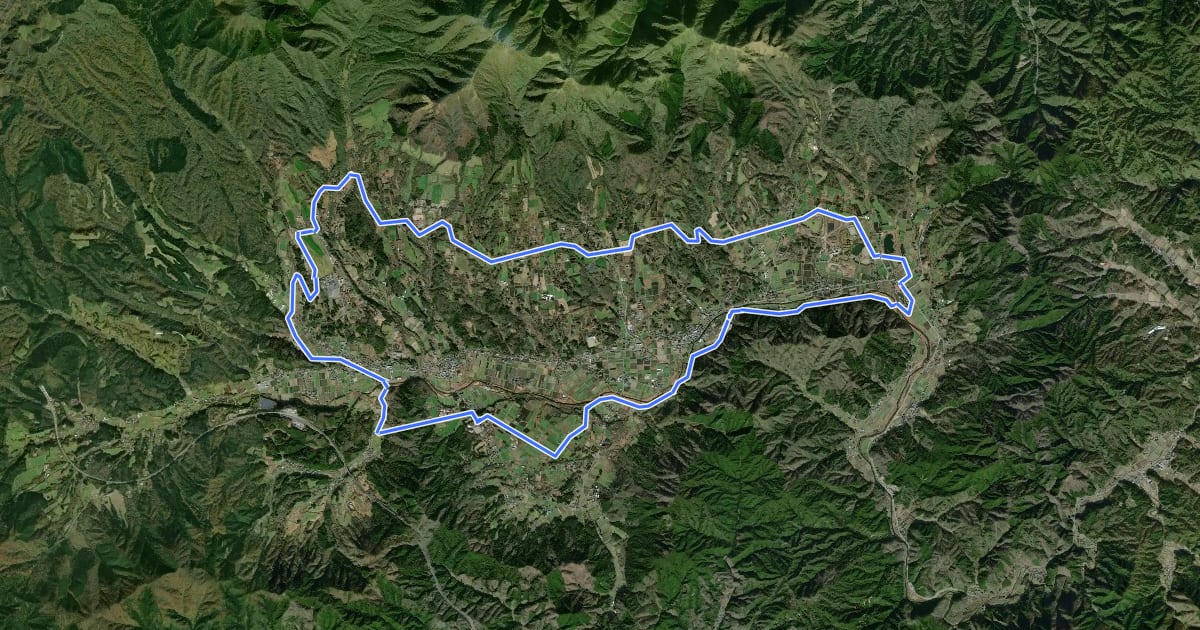 Маршрут 岡山県道702号 八束川上自転車道線 на спутниковом снимке