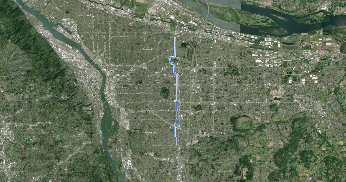 Маршрут 70s Neighborhood Greenway на спутниковом снимке
