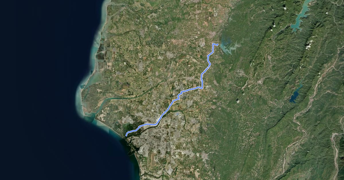 Маршрут 山海圳綠道 (下行) на спутниковом снимке
