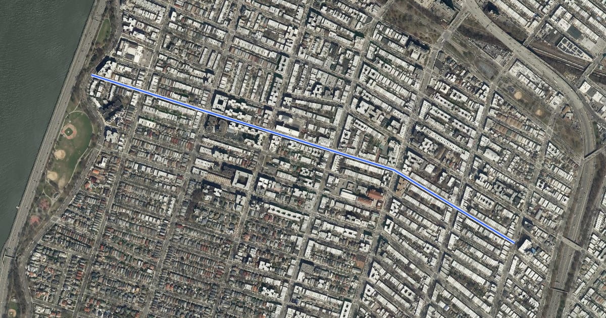Маршрут 72nd Street на спутниковом снимке
