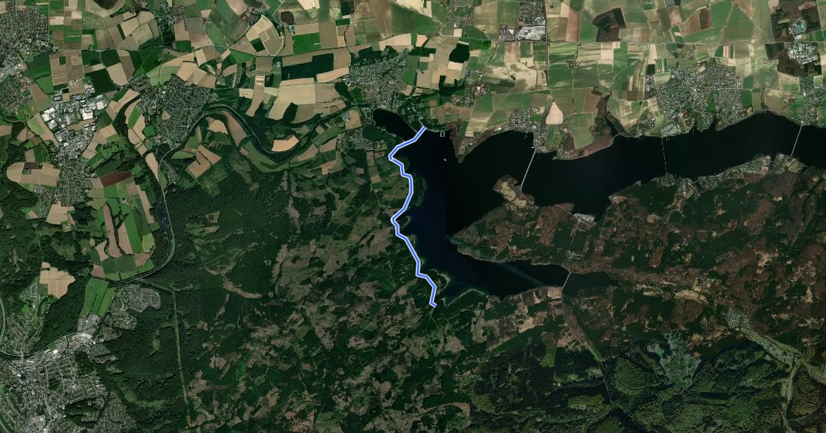 Маршрут (74) Möhnesee-NSG Hevearm - (75) Möhnesee-Staumauer на спутниковом снимке