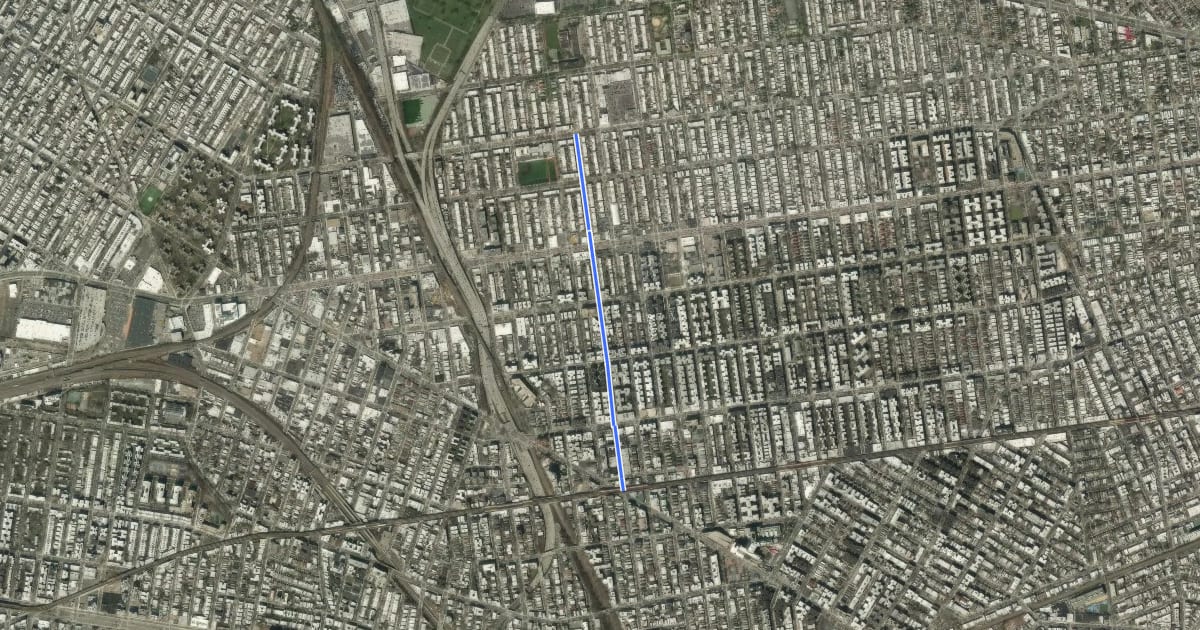 Маршрут 74th Street на спутниковом снимке