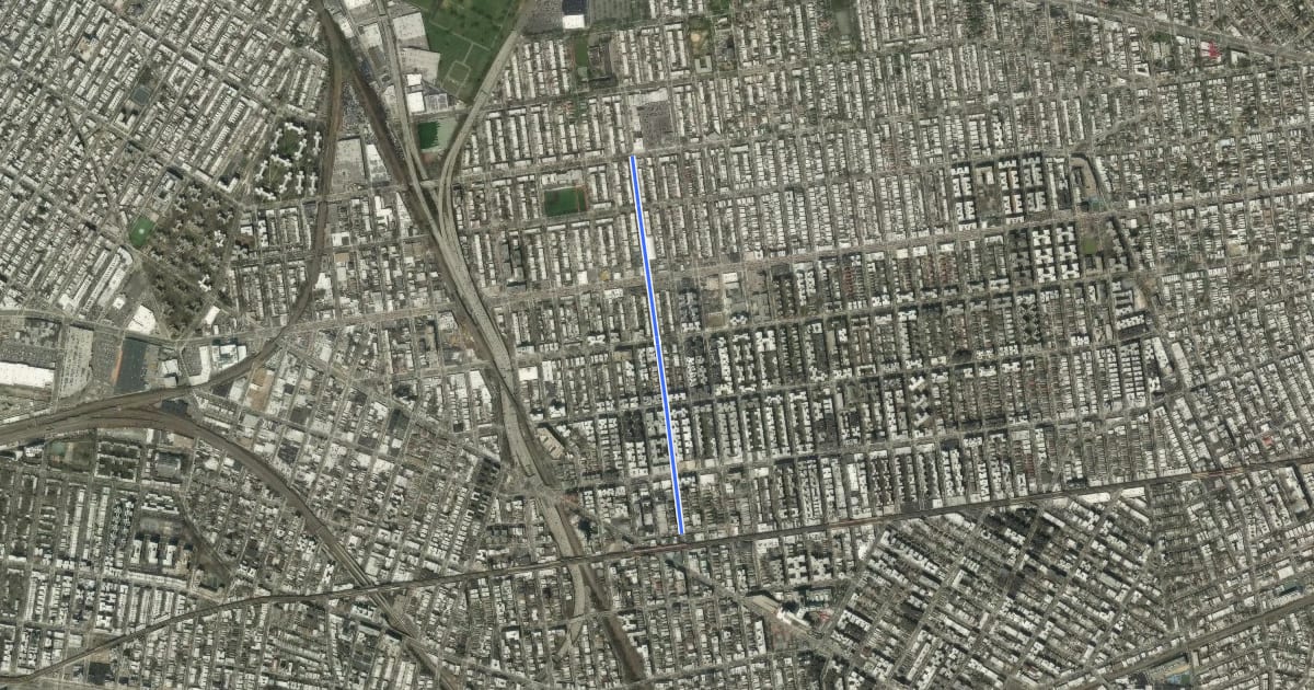 Маршрут 75th Street на спутниковом снимке
