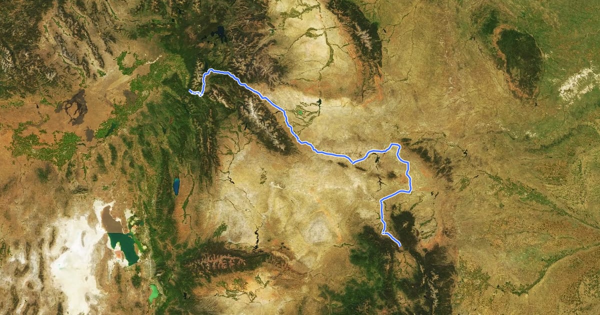 Маршрут 76 (Wyoming) на спутниковом снимке