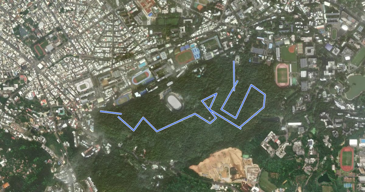 Маршрут 十八尖山步道 на спутниковом снимке