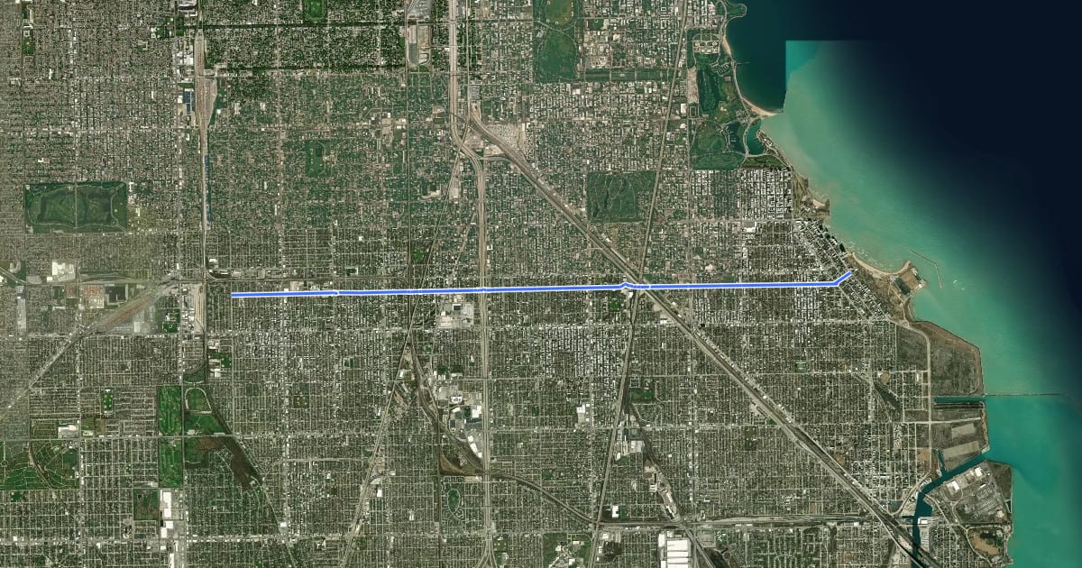 Маршрут 76th Street на спутниковом снимке